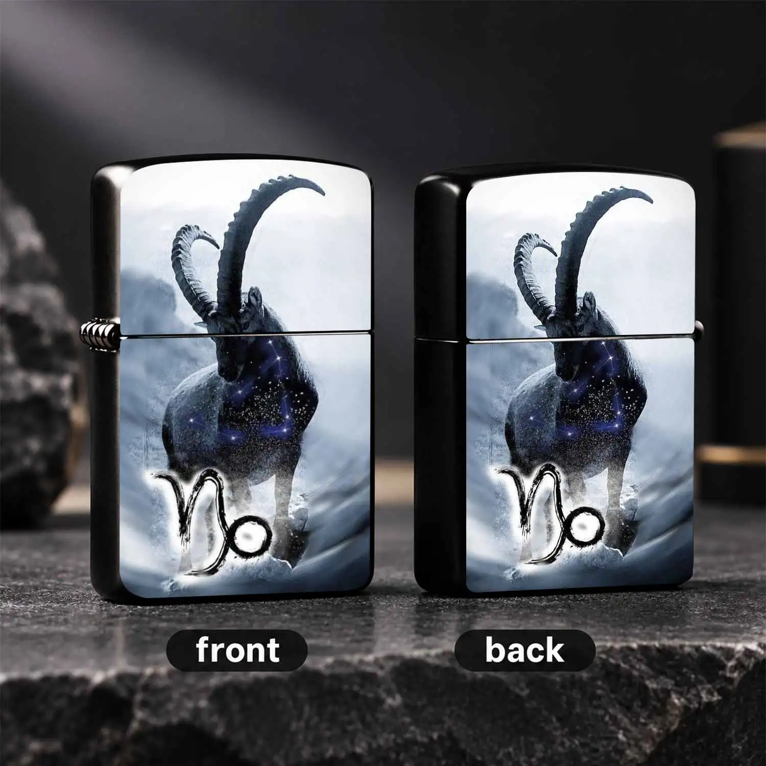 Creative Capricorn Zodiac Themed Windproof Lighter Stylish Ibex Art Portable Accessory Suitable For Daily Gathering Gifting Multiple Scenes Exquisite Atmospheric Exclusive Themed Practical Keepsake A Humorous And Interesting Lighter