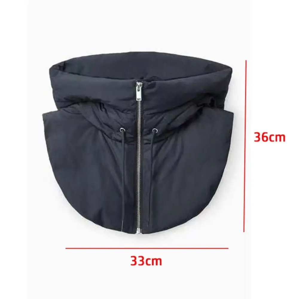 Winter Ultralight Down Hooded Hats Drawstring Removable Neck Cover Scarf Balaclava Hat Zippper Turtleneck Fake Collar Women's