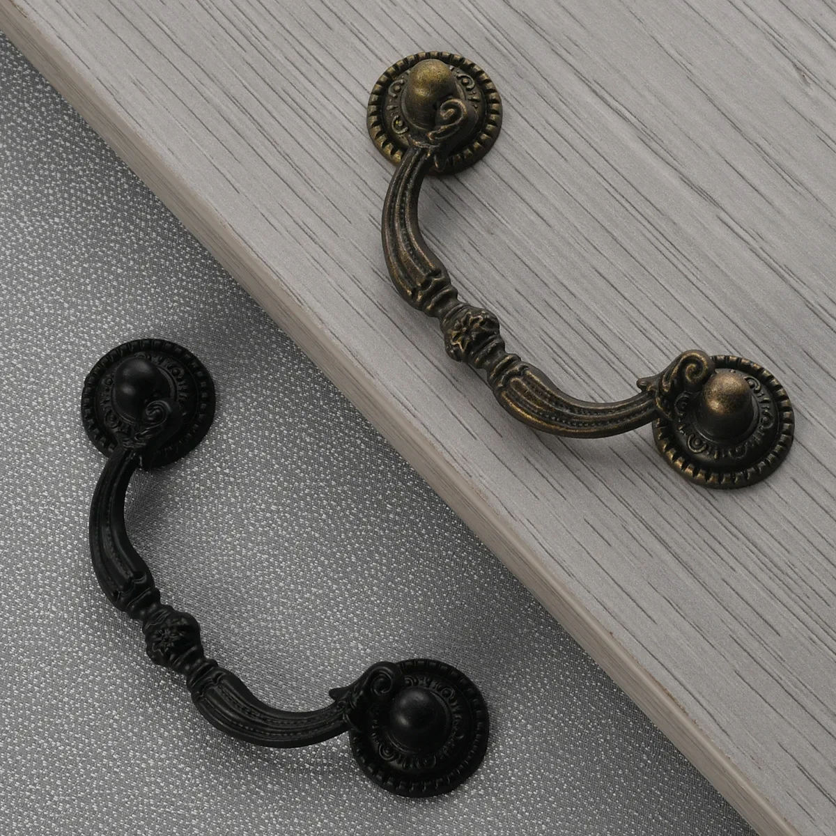 358 New Antique Strip Zinc Alloy Drawer Cabinet Wardrobe Leaf  69mm Hole Spacing Handle