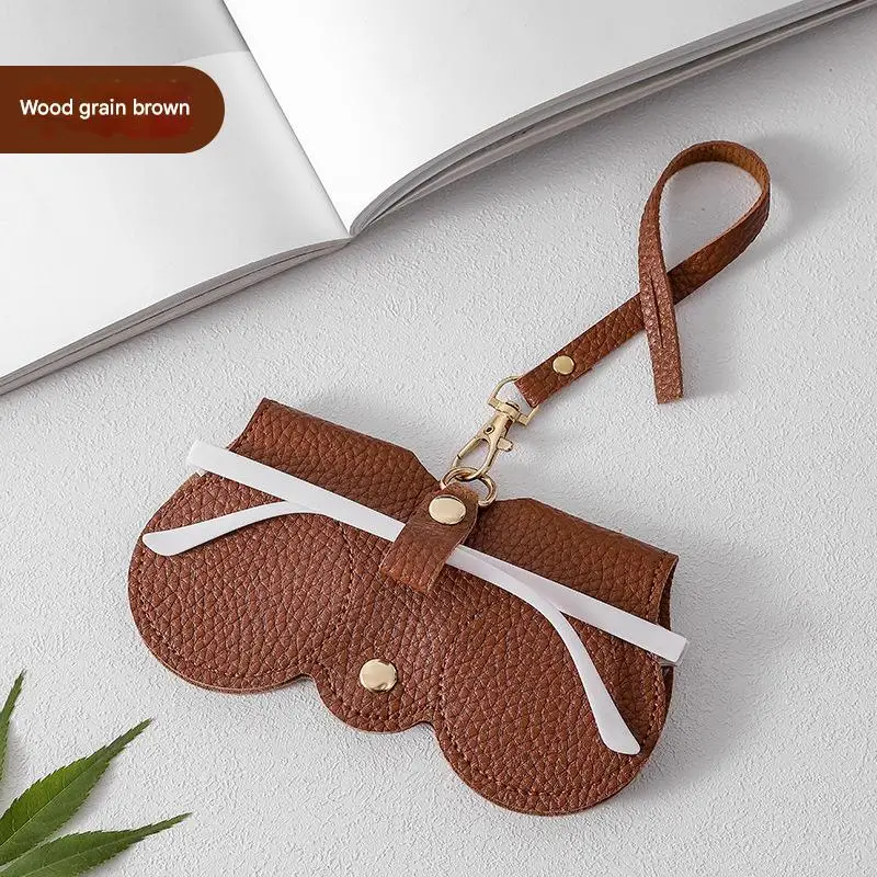 Soft Lychee Pattern PU Leather Sunglasses Bag Retro Portable Case Myopia Frame Eyewear Storage Simple Charm
