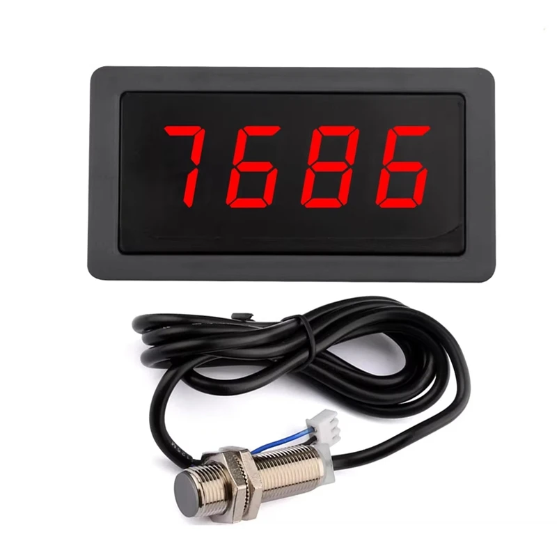 9999RPM Tachometer Digital LED Counting Meter DC 8-24V Gauge Speed Meterwith NPN 5V Hall Magnet Sensor Switch