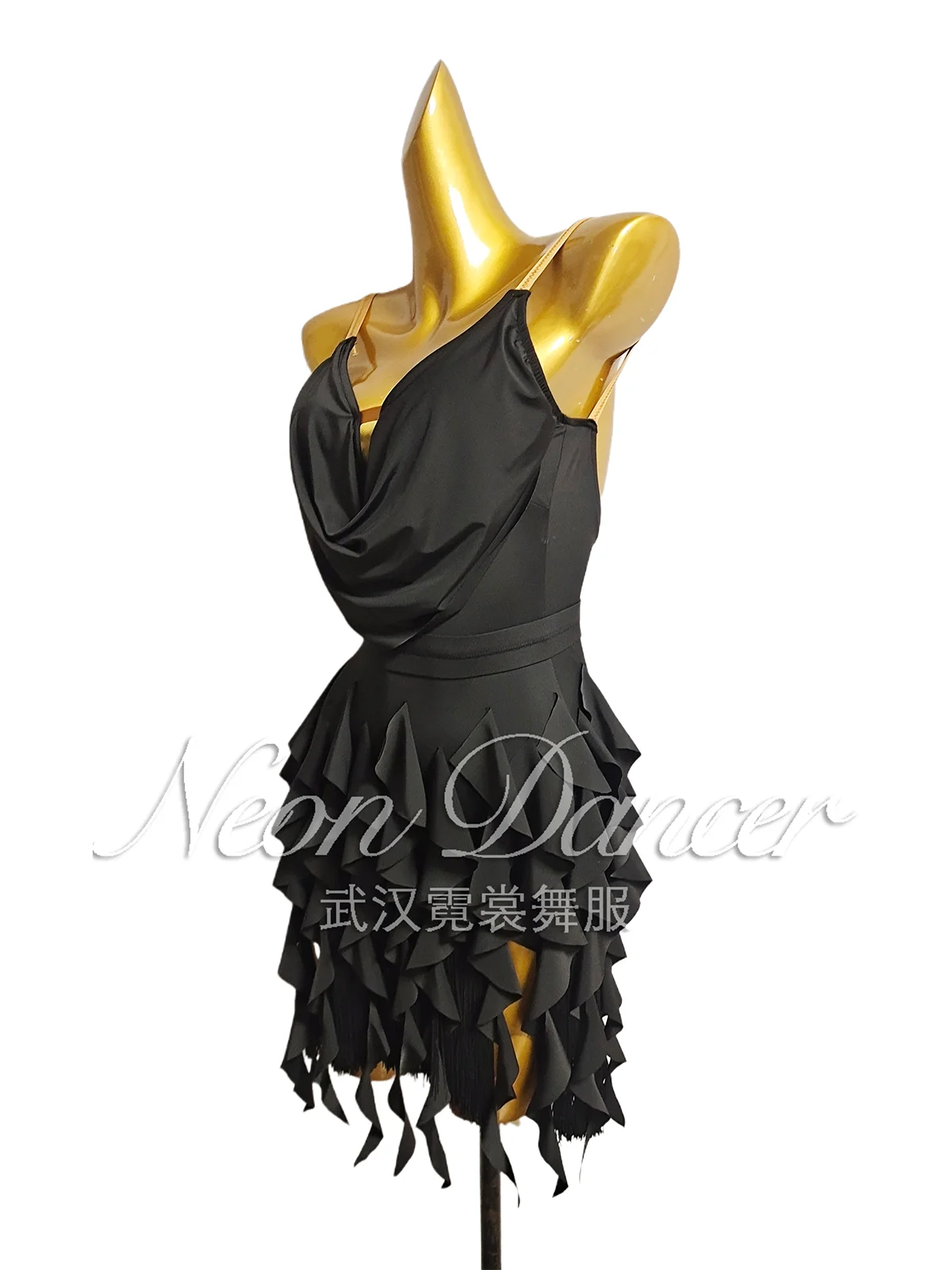 Neondancer New Women's Latin Dance Training Clothes Large Backless Suspender Dress