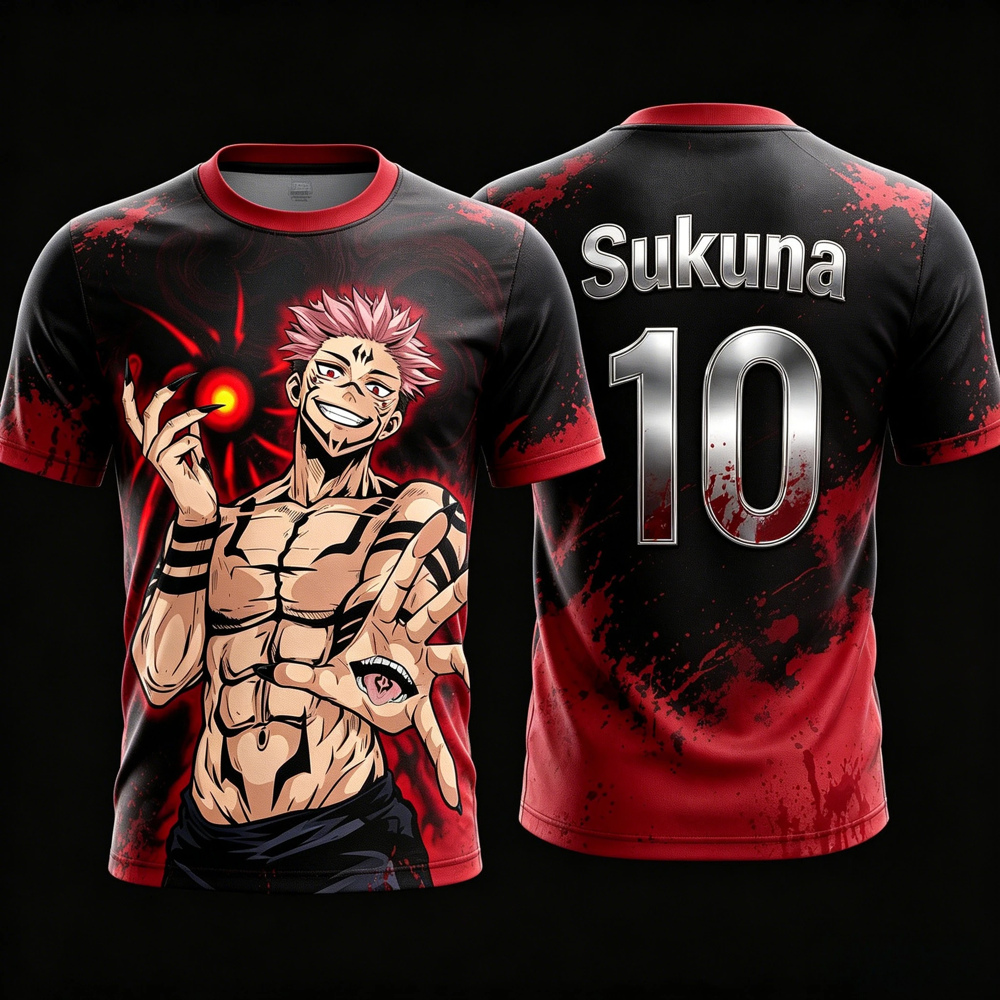 

2026 New JUJUTSU KAISEN NO.10 Ryomen Sukuna Anime T-Shirt Adult Men's 3D Printed Football Jersey T-Shirt Kids Special Jersey