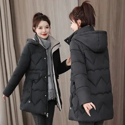 2024 New Women Jacket Casual Snow Wear Hooded Long Parkas Korean Warm Thick Winter Cotton Padded Coats Puffer Jacket Outwear