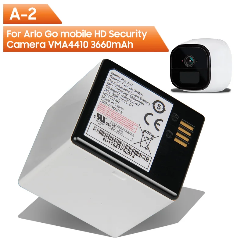 

Replacement Battery A-2 For Arlo Go mobile HD Security Camera VMA4410 Camera Rechargable Battery 3660mAh