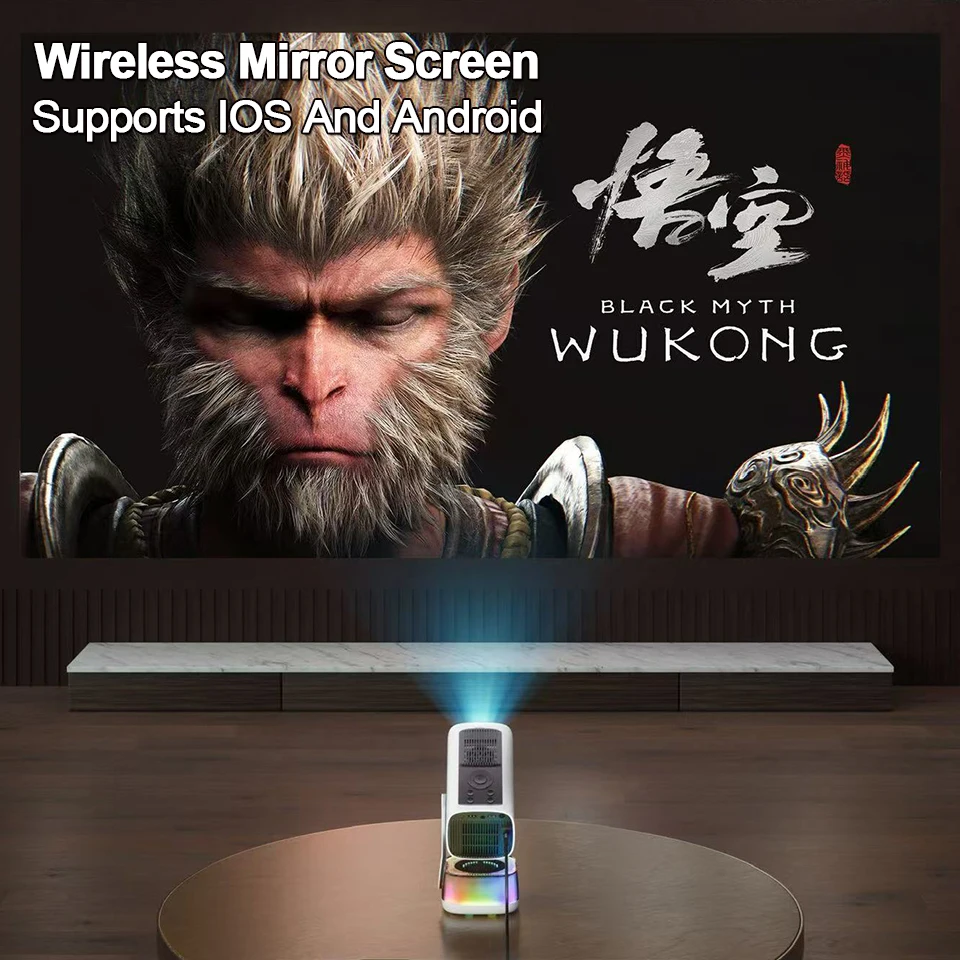 Ourdoor Mini Smart Projector Portable 1080P Resolution Android 13 Smart Home Theater Rechargeable WiFi6 8000Lumen Proyector Gift