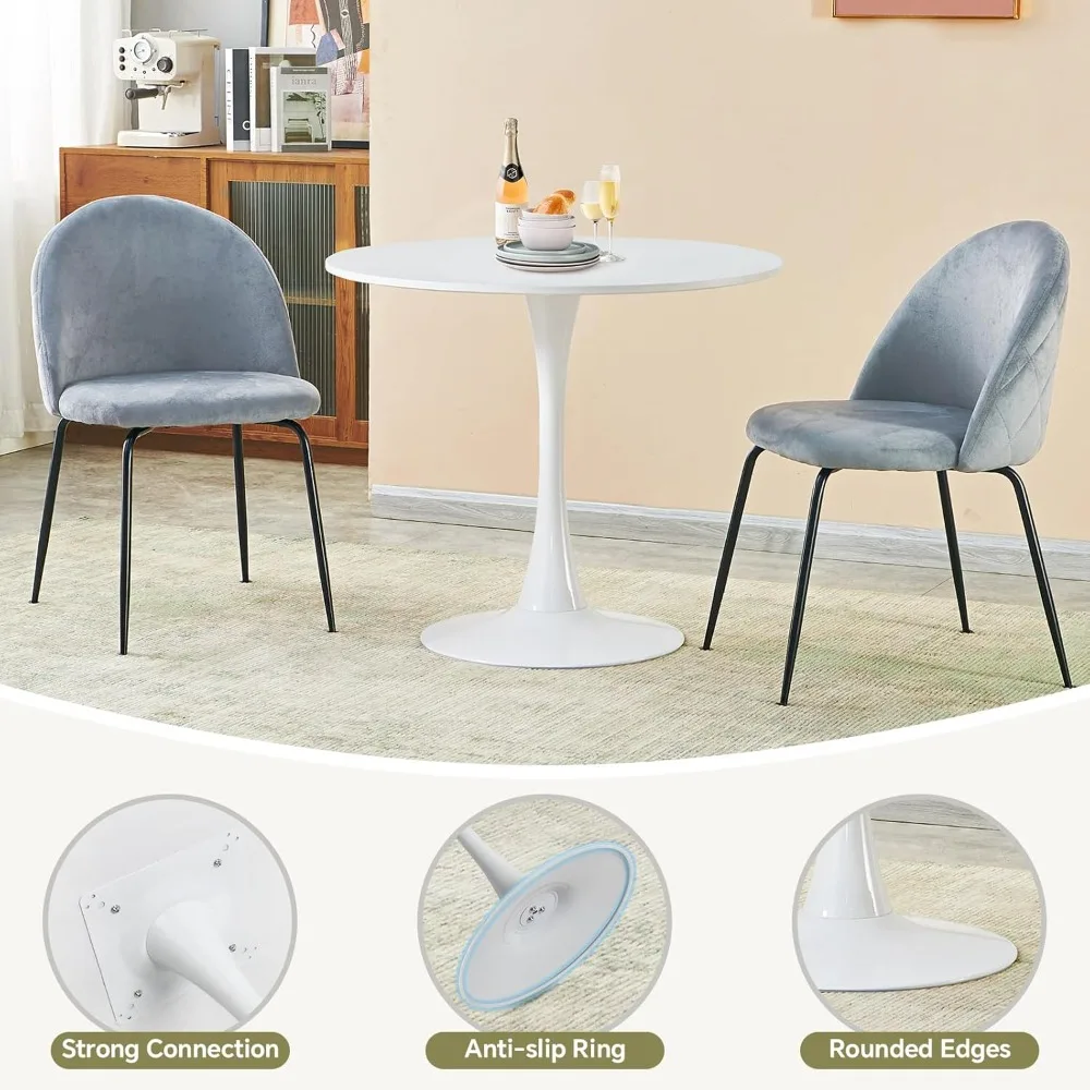 

Small Space 31.5 Inch White Round Tulip Dining Table - Modern Pedestal Base Kitchen Table for 2-4 People - Easy Assembly & Easy