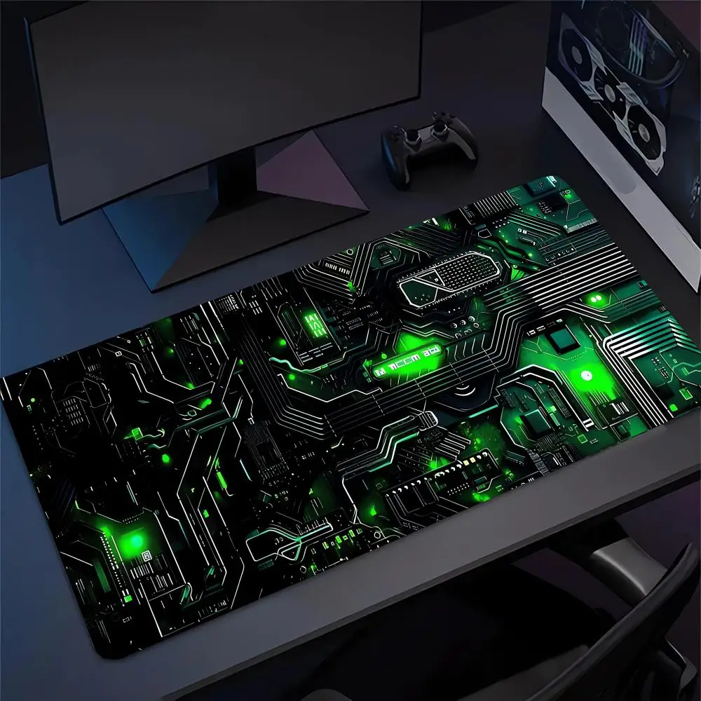 

Коврик для мыши с зеленым рисунком печатной платы, большой коврик для компьютерного офисного стола, резиновые противоскользящие игровые коврики для клавиатуры и мыши, длинные настольные коврики