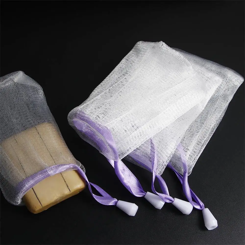 Nylon Shower Drawstring Bag Delicate Foam Bubble Exfoliating Foaming Mesh Bag Soap Saver Bag Face Cleansing Tool Net Soap Pouch