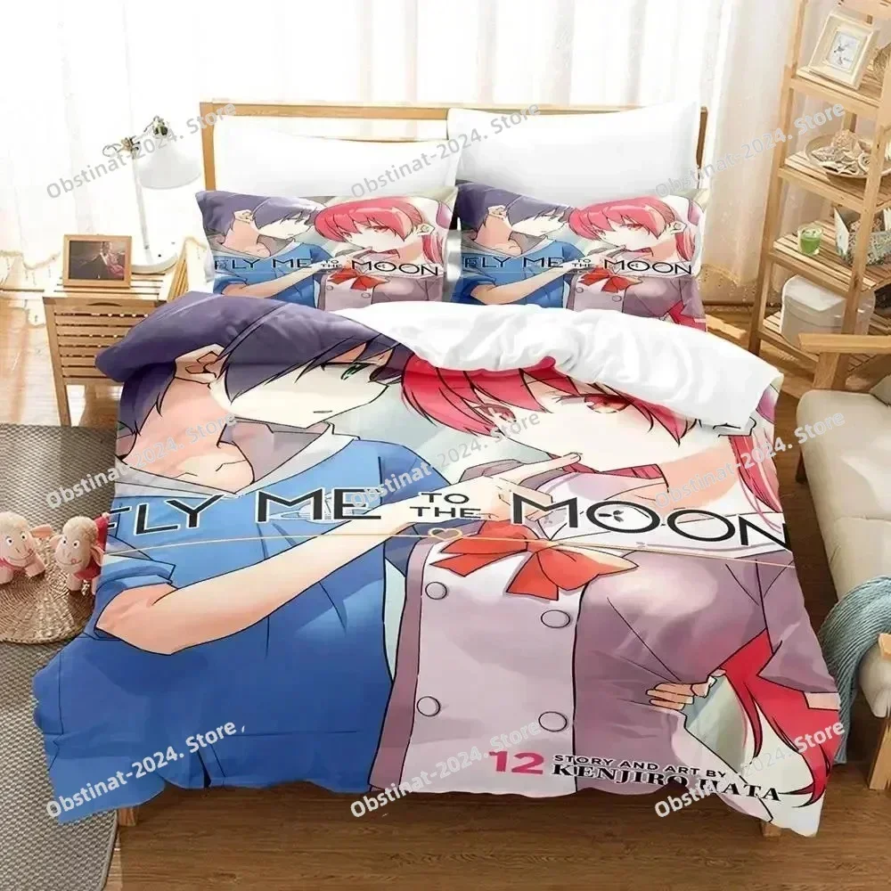 TONIKAWA Over The Moon For You Bedding Set Printed single Comforter Quilt Duvet Cover Pillow Case 3 Pieces Sets Kids Adult Size