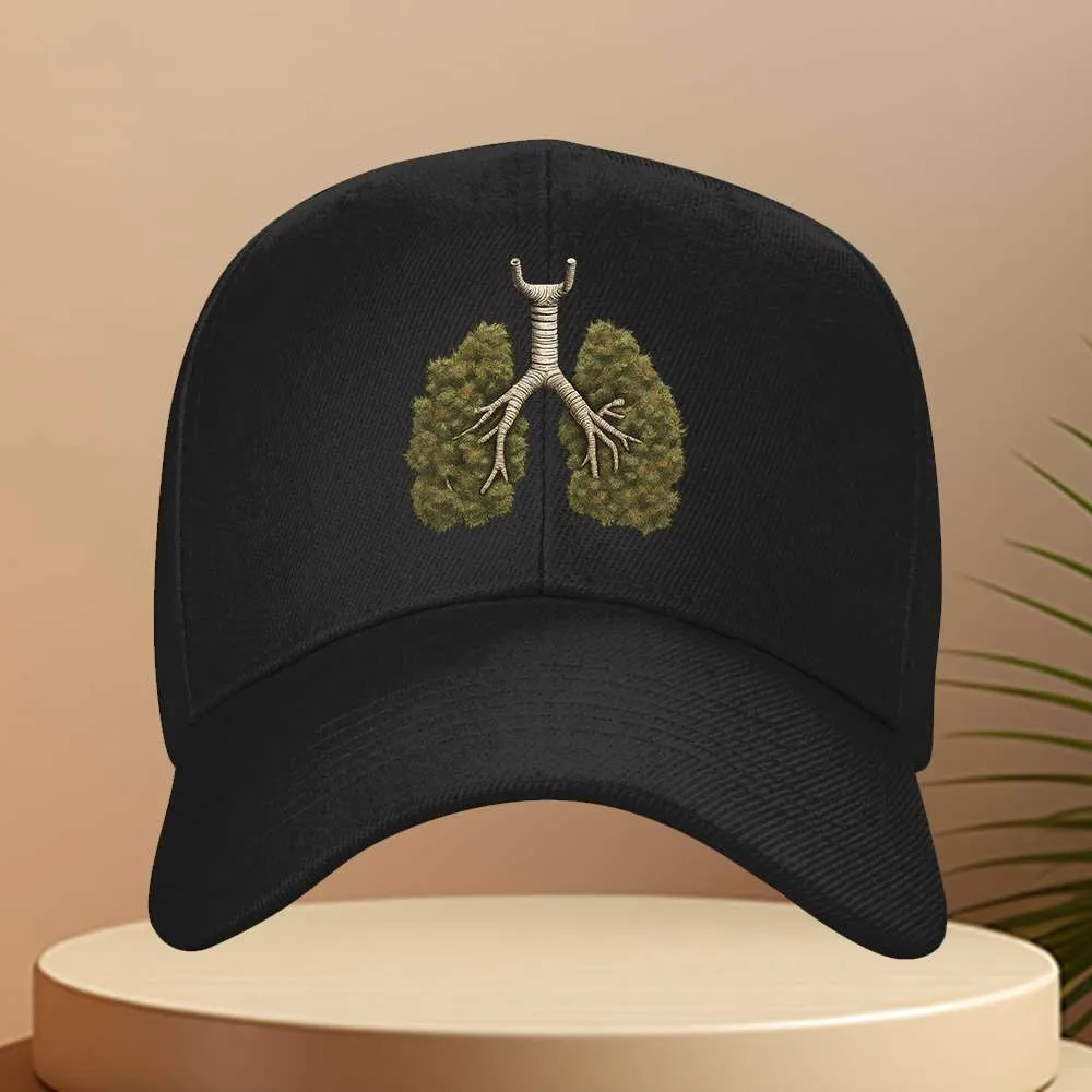 Lungs Tree Graphic Baseball Cap Adjustable Polyester Unisex Curved Brim Travel Hat