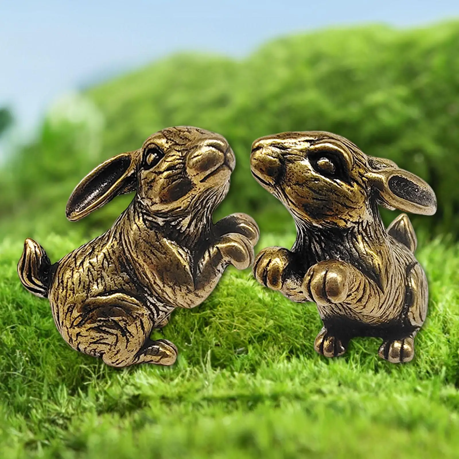 2 × تماثيل نحاسية على شكل حيوانات هدية محمولة من النحاس الرقيق #4