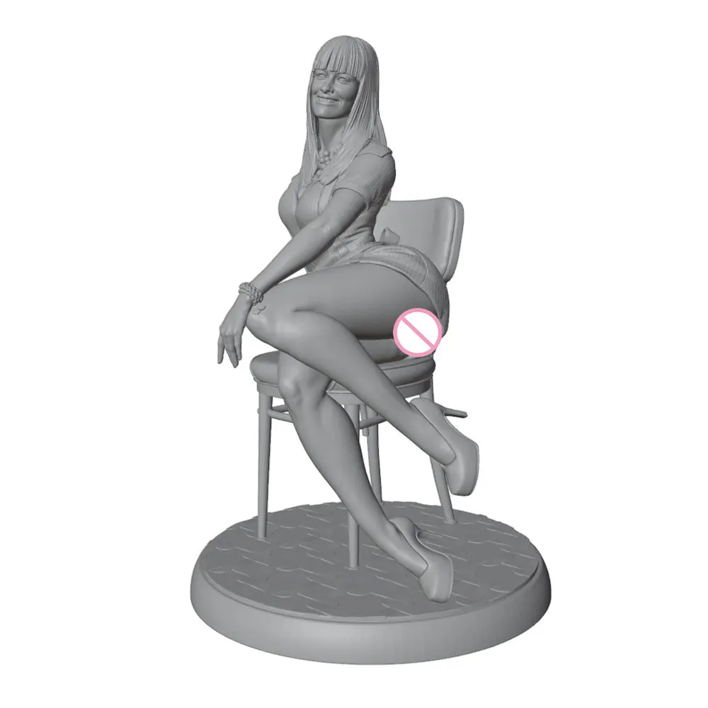 1/24/12/6 Intelligent Smiling Girl, Elegance in Raising Legs, Cute Girl Model Kit, GK Mini 3D Printed Statue, Not Colored