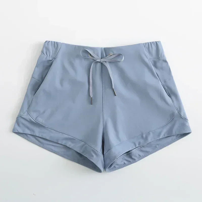 Lemon Tummy Control Yoga Shorts Capris for Women with Phone Pockets Workout Running mesh stitching 4-way Stretch fabric shorts