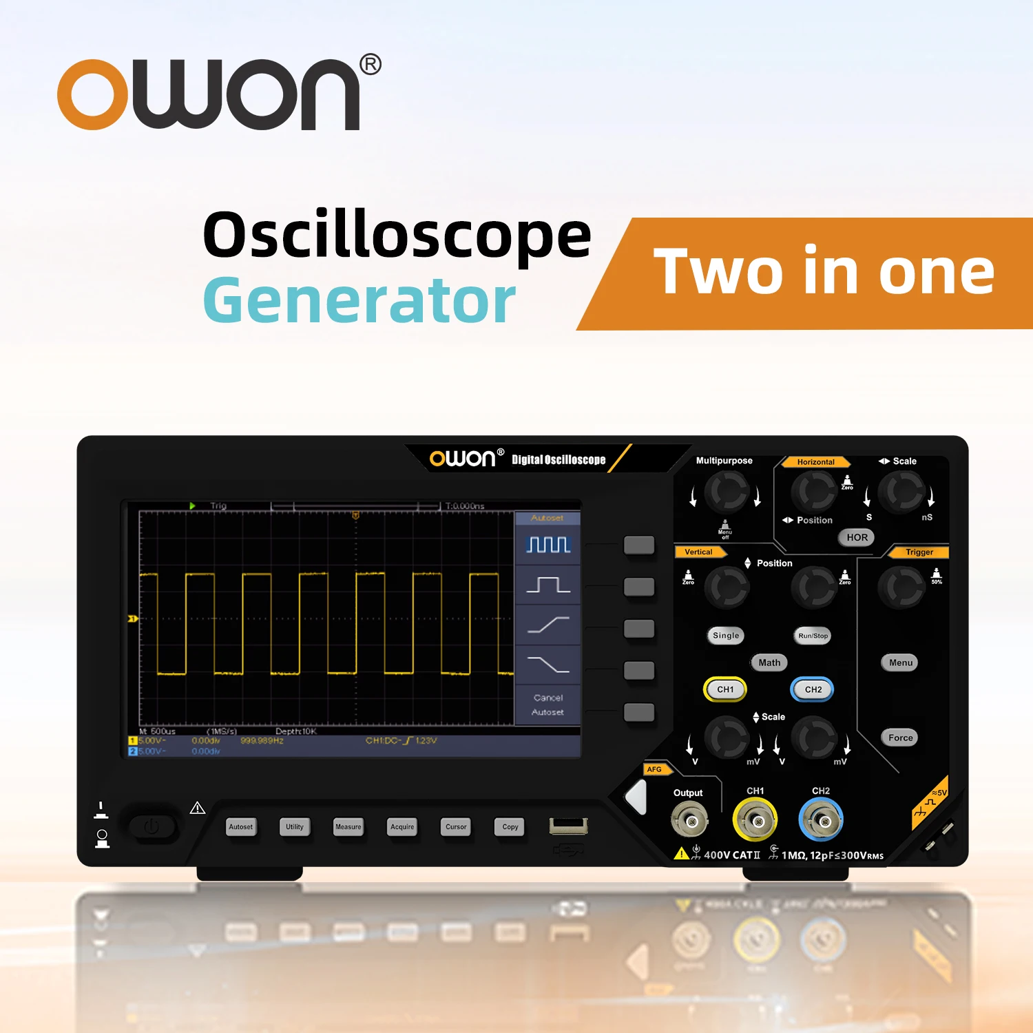 Oscyloskop cyfrowy Owon SDS200 2-kanałowy 100Mhz 150Mhz 200Mhz 1GS/s FFT+ 25MHz 14Bit Generator sygnału SDS210S SDS215S SDS220S