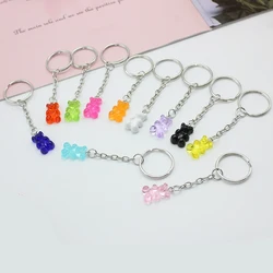 11 Candy Color Gummy Bear Keychain For Women Cute Resin Charms Keyring Fashion Jewelry Accessories Gift for Men Wholesale