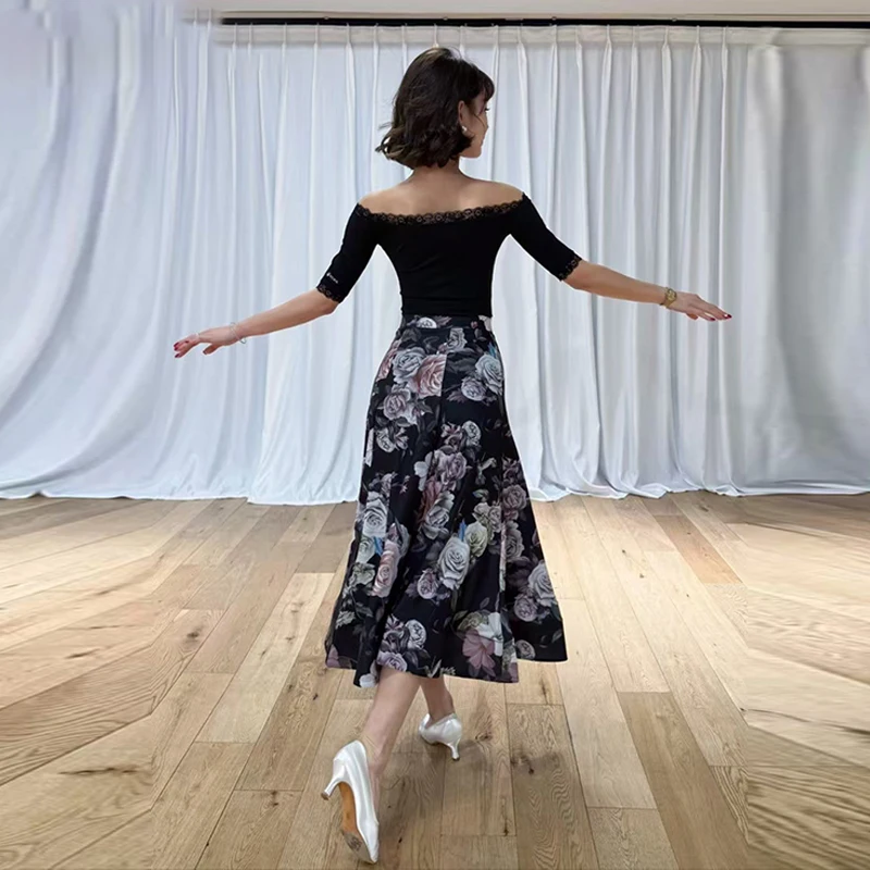 Nuevo vestido de baile de salón con hombros descubiertos para mujer, disfraz de actuación de vals, ropa de baile para adultos, vestidos de entrenamiento de escenario VBH1646