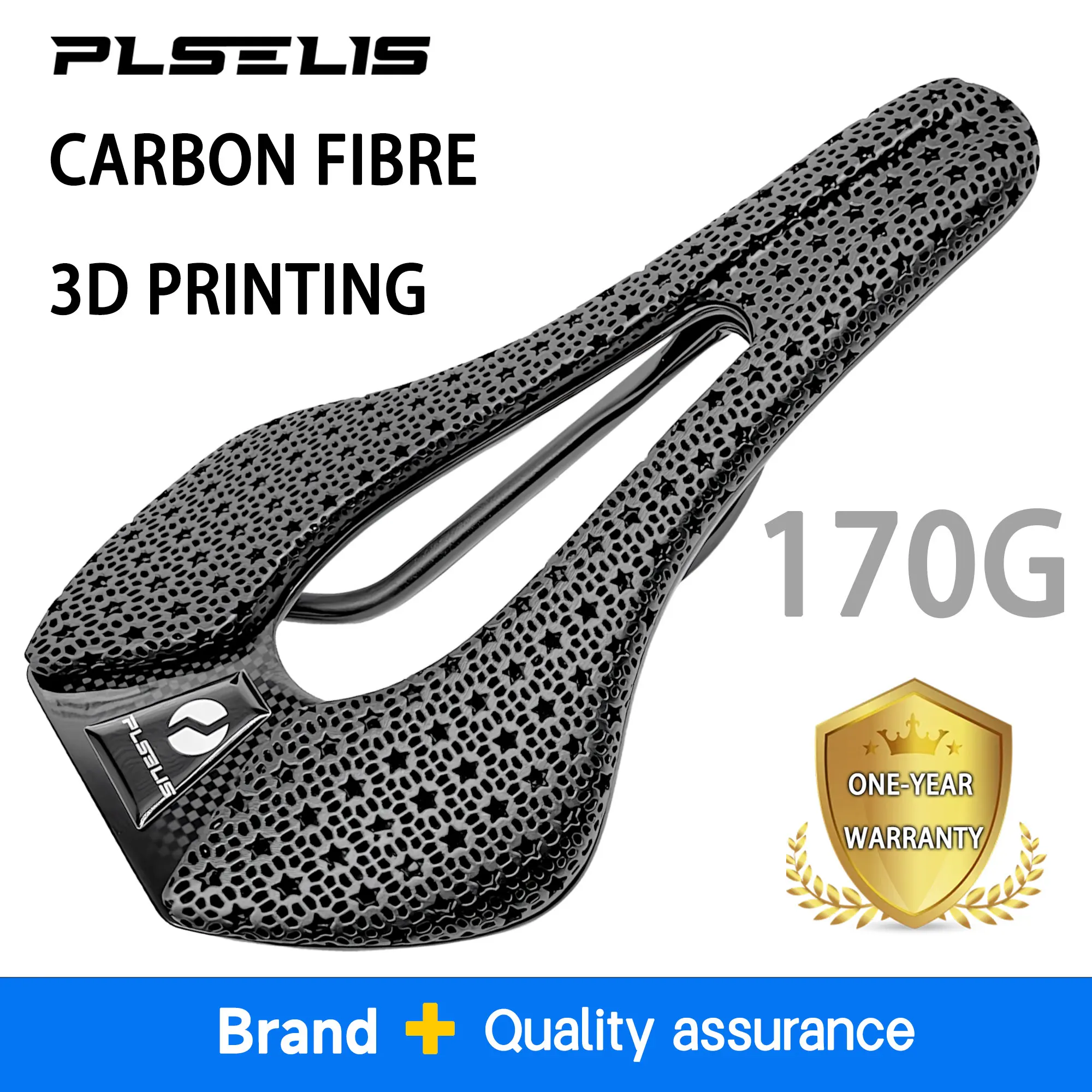 

Plselis Full Carbon Bicycle Saddle Lightweight 170g Shock Absorption Ergonomic Design Bike Seat Cushion for Comfortable Riding