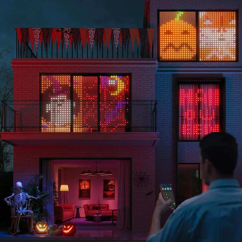 أضواء الستار الذكية، 400 أضواء ستارة USB LED مع جهاز التحكم عن بعد في التطبيق، سلسلة ستارة عيد الميلاد لمزامنة الموسيقى في الهواء الطلق