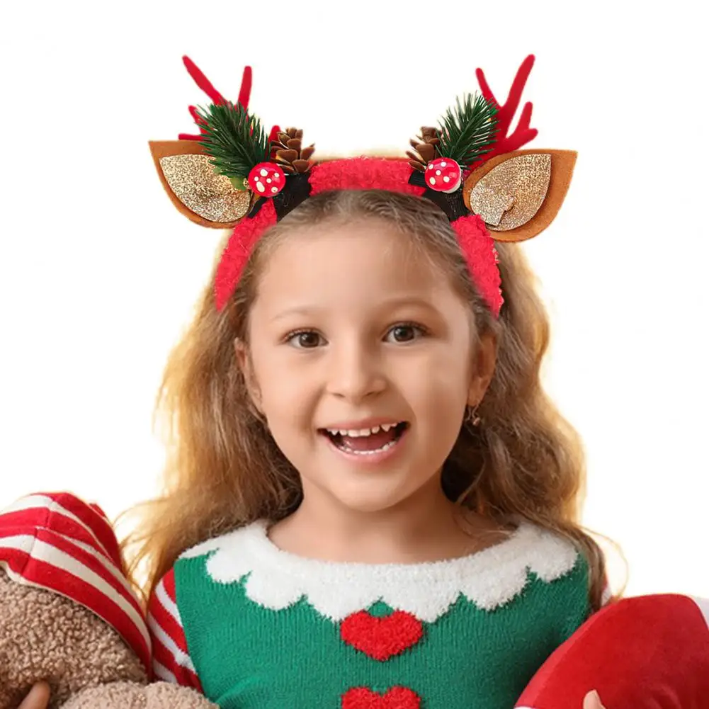 Holiday Headwear Festive Reindeer Headband with Sequin Leaf Decor Christmas Antler Hairband for Ages Holiday Party Costume