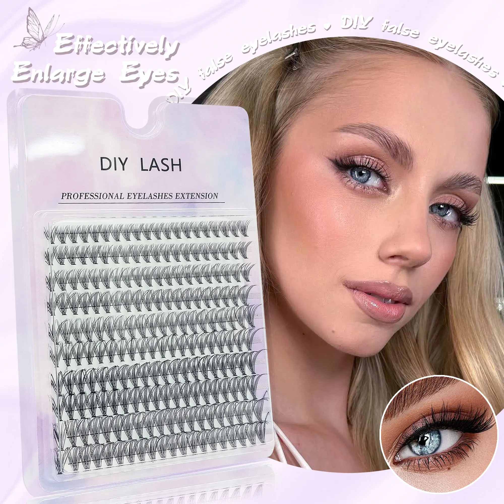 200 Clusters of DIY False Eyelashes - C/D Curl, 9-16 mm, Soft and Light, for a Natural Look, Suitable for Travel/Everyday Use.