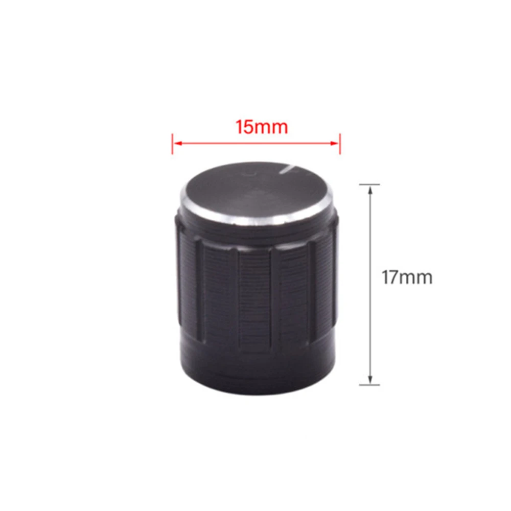 5PCS 15x17mm Aluminum Alloy Potentiometer Knob 6mm Shaft EC11 WH148 Rotary Switch Volume Control Knob Golden Silver Black