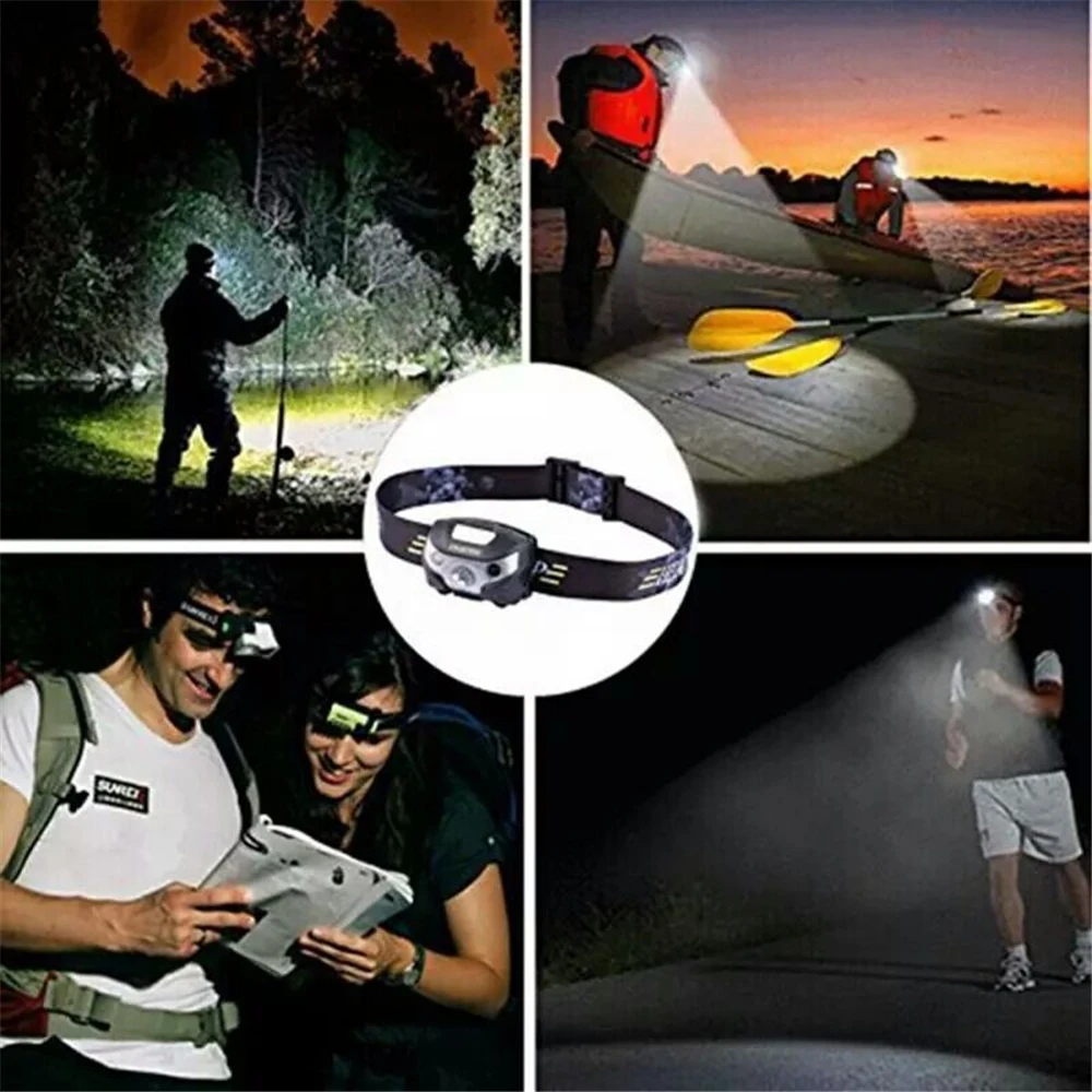 LED Headlamp Rechargeable Body Motion Sensor Headlight Camping Flashlight Head Light Torch Lamp With USB