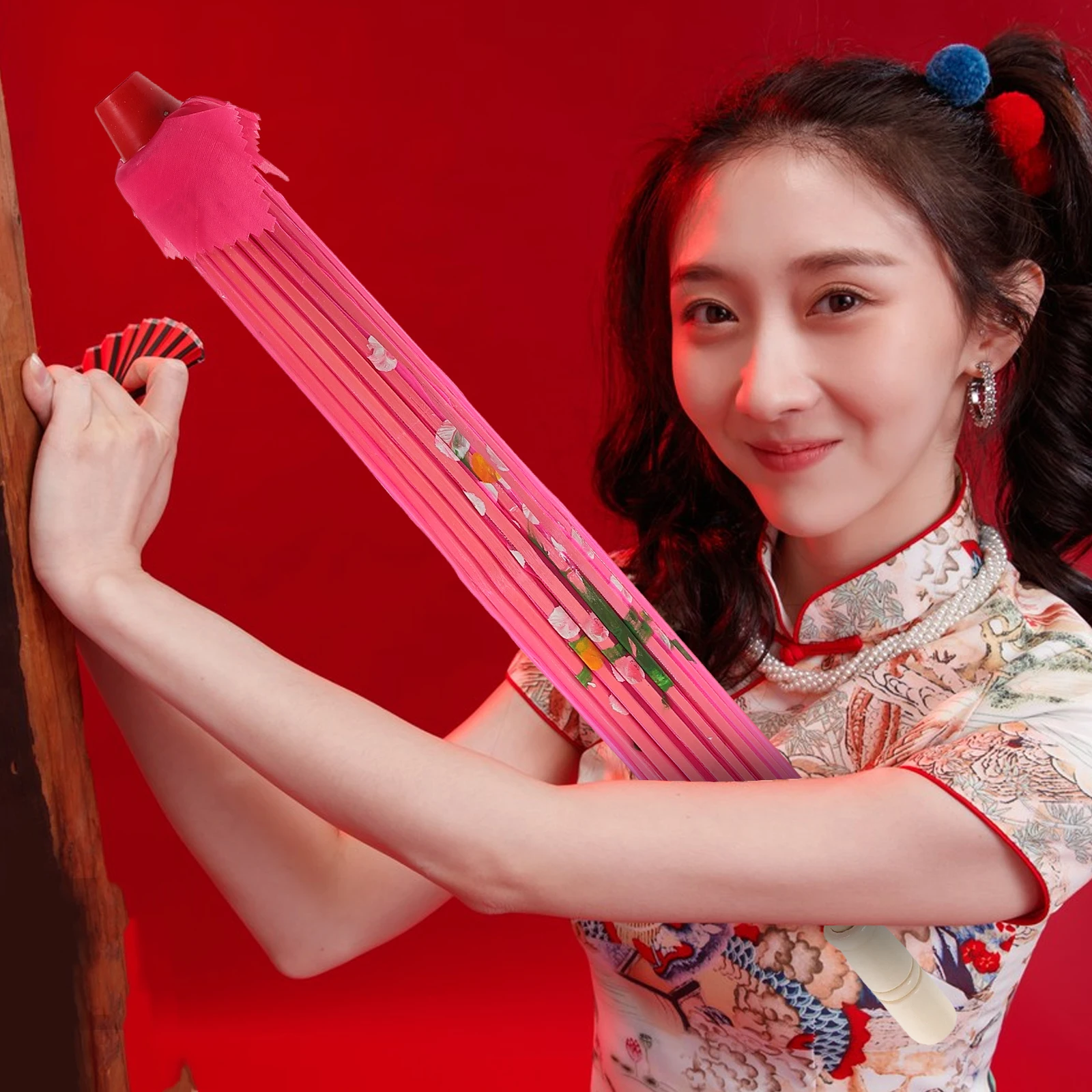 

Silk Umbrella Retro Semitransparent Parasol Lightweight Portable Classical Dance Prop Pink Kids Photo Bamboo Chinese Wedding