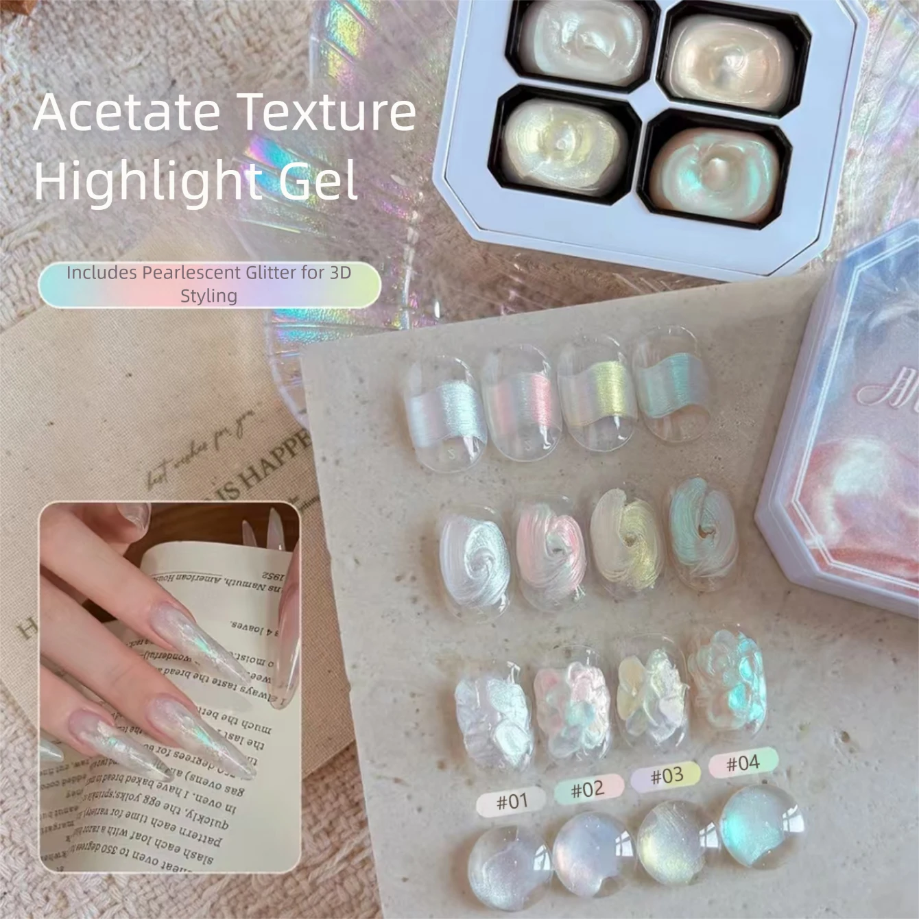 Aurora Essigsäure-Nagellack mit hochsättigter, seidiger Glitzer-Textur, Nagelzubehör für UV-LED-Licht-Nägel