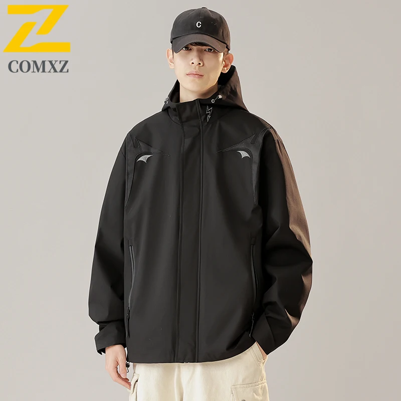 

Men Charge Jacket Fashion Embroidery Windproof Waterproof Wear Resistant Breathable Hooded Jacket Outdoor Camping Hiking Jacket
