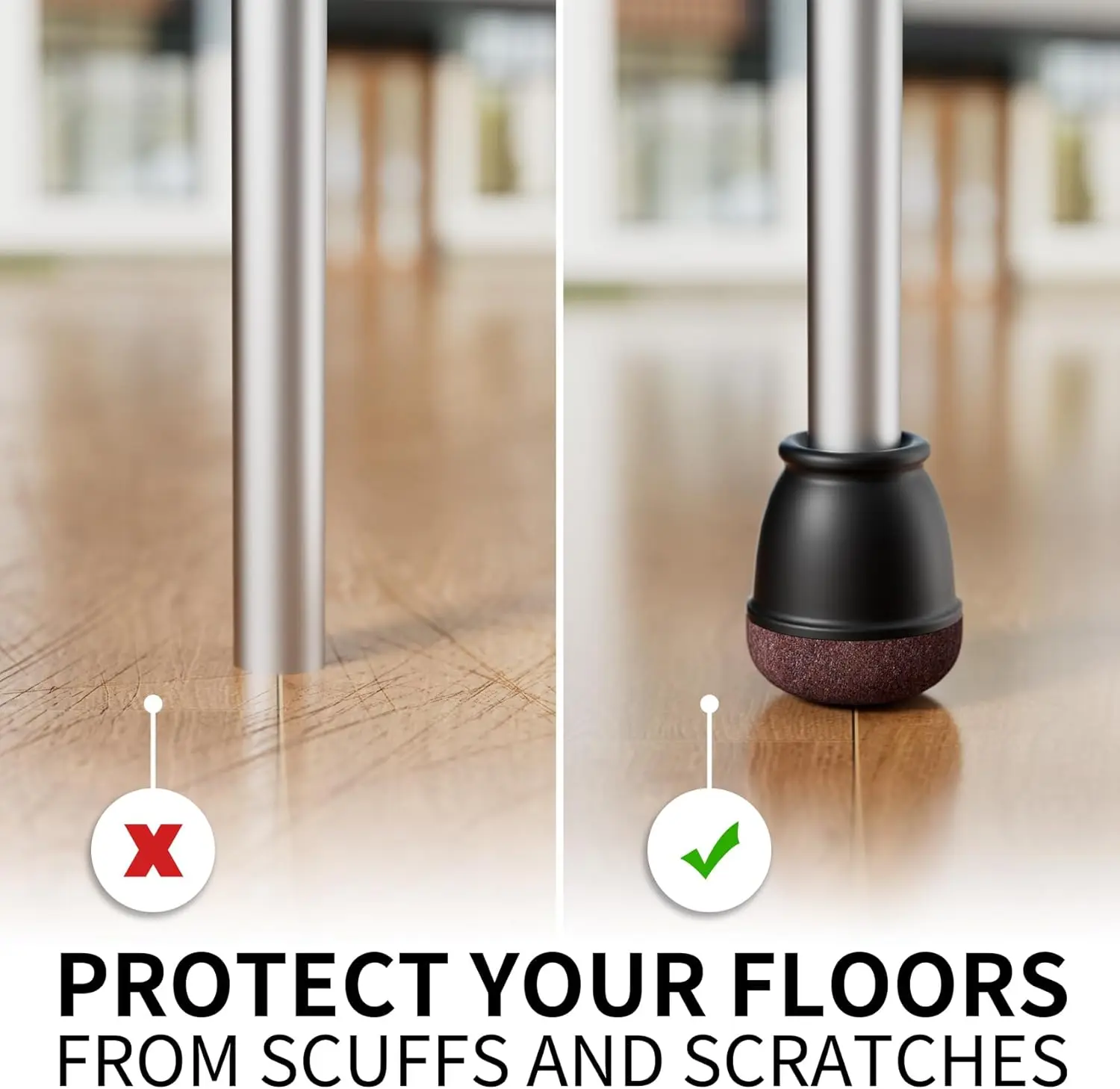 Black Round Chair Leg Floor Protectors Foot Cover Diagonal Silicone Furniture Table Feet for Hardwood Floors Table Protect Floor