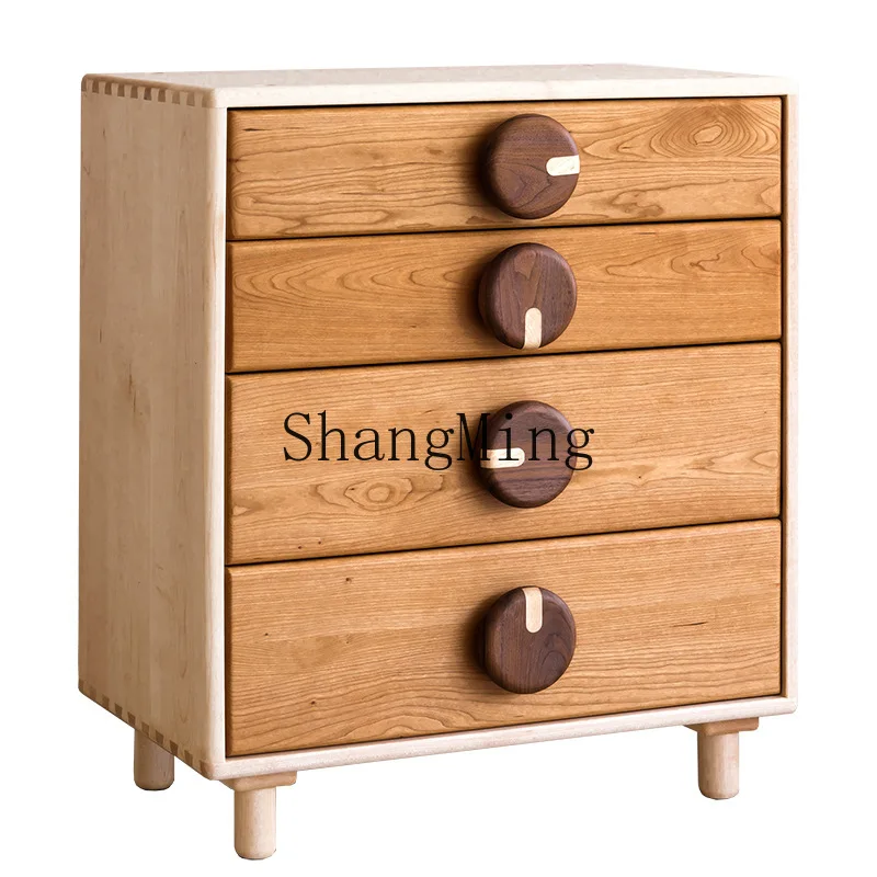 SM madeira maciça quatro baldes cinco baldes botão de armazenamento gaveta armário móveis armário lateral