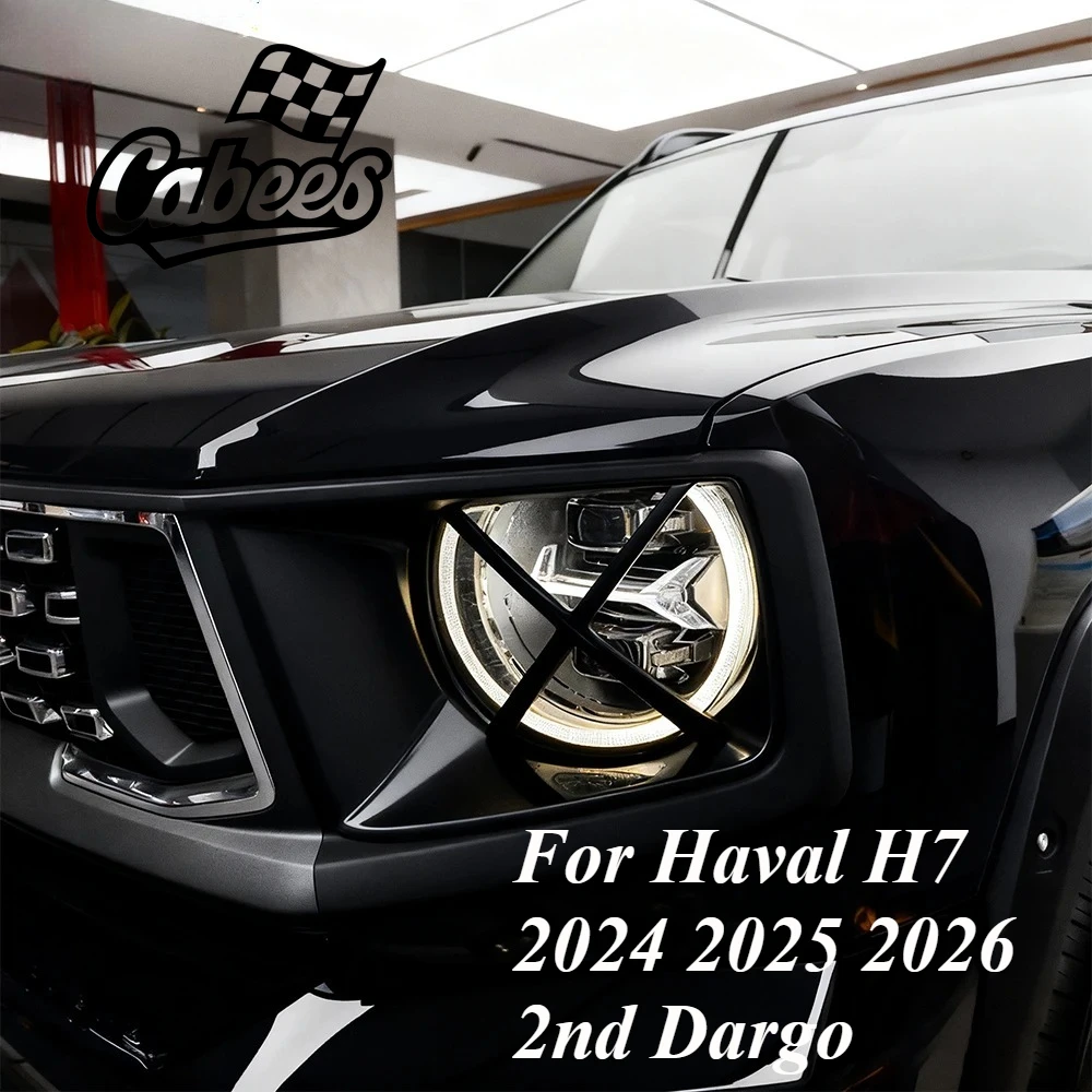 

For GWM Haval H7 2nd Dargo 2023 2024 2025 2Pcs Car Headlight Decorative Cover Trim Exterior Head Light Case Styling Accessories