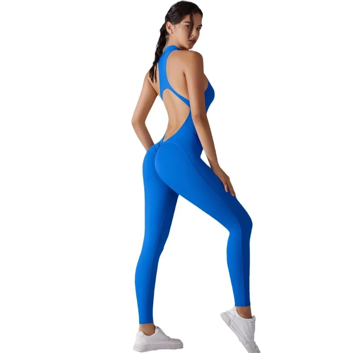 Fitness Gym Jumpsuit Zipper Yoga Bodysuit Tight Overals Suit Tummy Control Traning One-piece Women Workout Romper Playsuit Sport