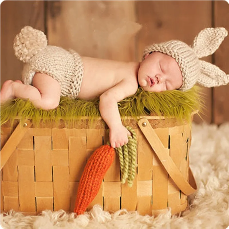 Newborn Photography Clothing Newborn Photography Props for Baby Boy Girl Photo Outfits Knitting Pant Hat Radish Shooting Costume