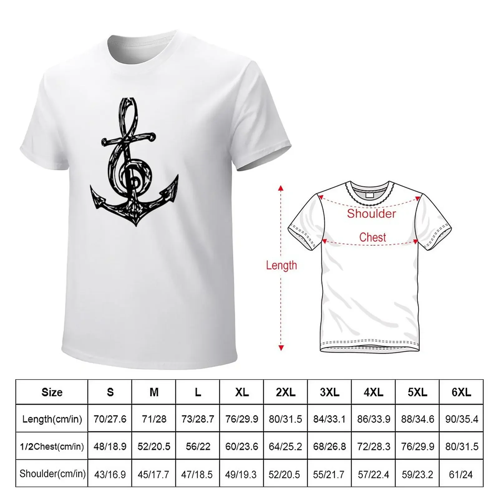 Treble Clef, Anchor, Music Festival Summer Beach Party T-Shirt vintage plus sizes hippie clothes fruit of the loom mens t shirts