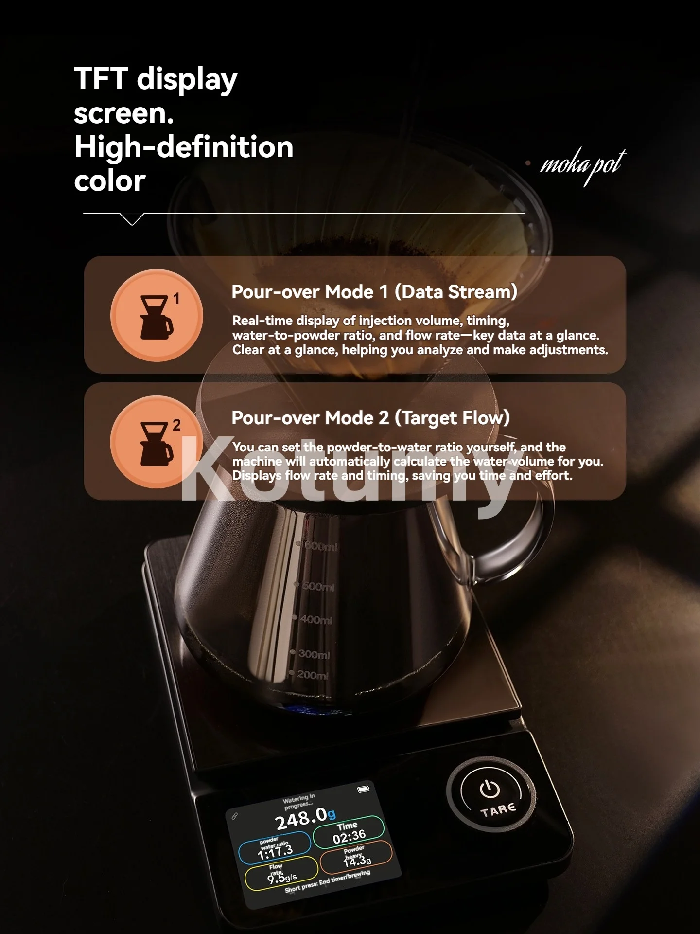 ‌Intelligent Coffee Scale, Professional Italian Style Hand Drawn Electronic Scale, Automatic Timing, Coffee Bean Gram Scale