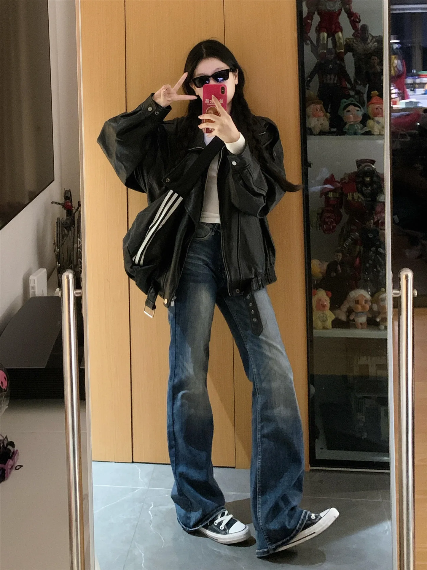 

Extended American Retro Hot Girl Bell Bottom Jeans Women's Slimming Design Casual Pants Spring Season Cotton Soft Washed