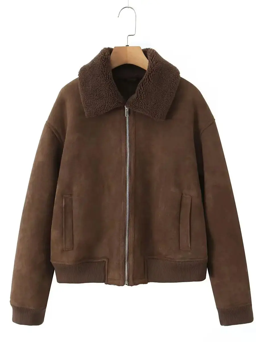 New Arrival Winter Coats Woman Faux Wool Blend Coat Outerwear Leather & Fur Hot Coat For Women Suede Fur Coats Woman Warm Jacket