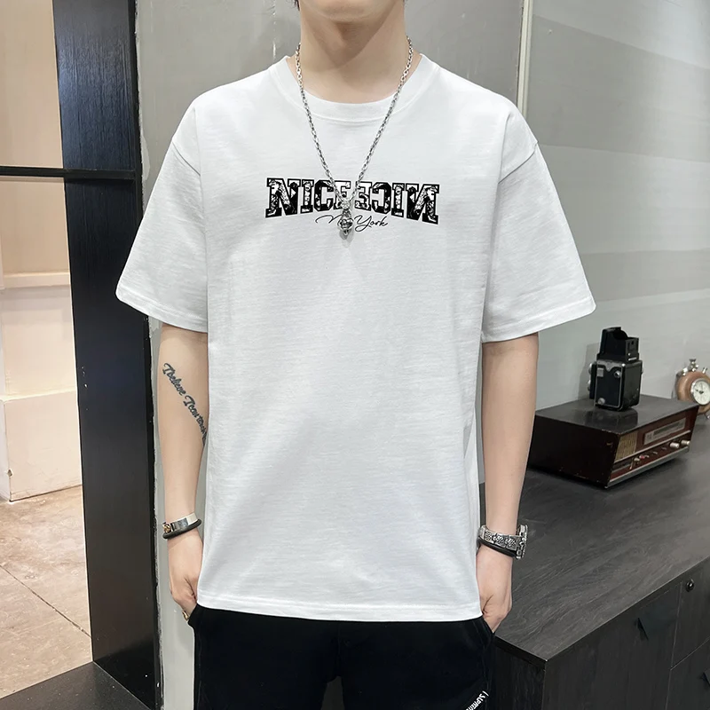 

Men's T Shirt White 6XL Big Size Cotton T-shirts for Men Summer Casual Wear Fashion Letter Print Men Tee Shirts Male Clothes