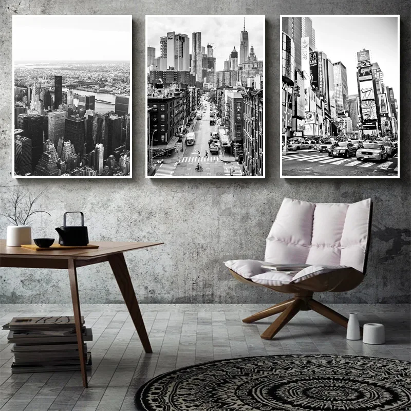 Black and White New York City Canvas Painting HD Posters and Prints Wall Art Pictures For Living Room Home Decor Frameless Gifts