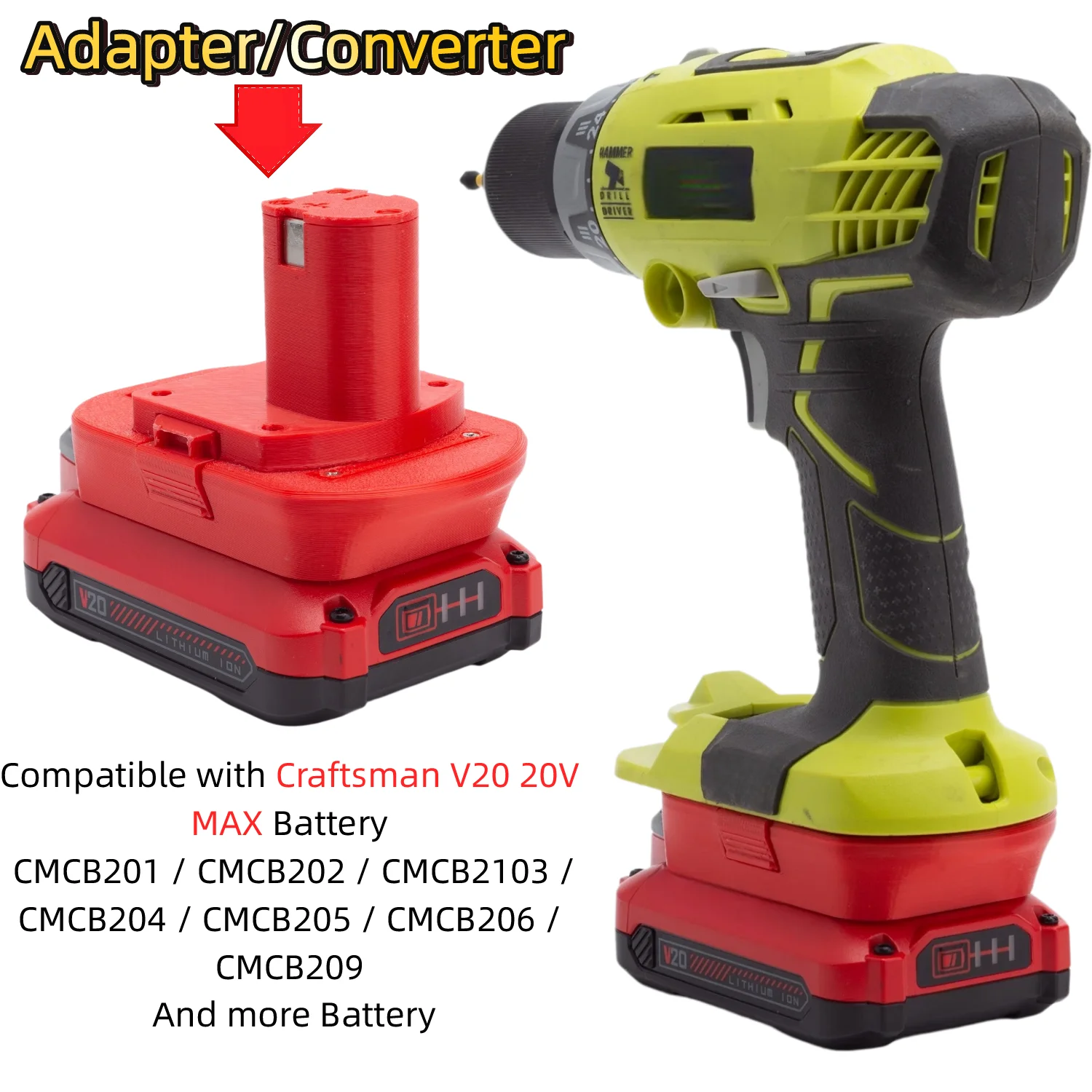 Brushless Cordless Electric Drill 18V - Adaptador/convertidor de batería para batería de
