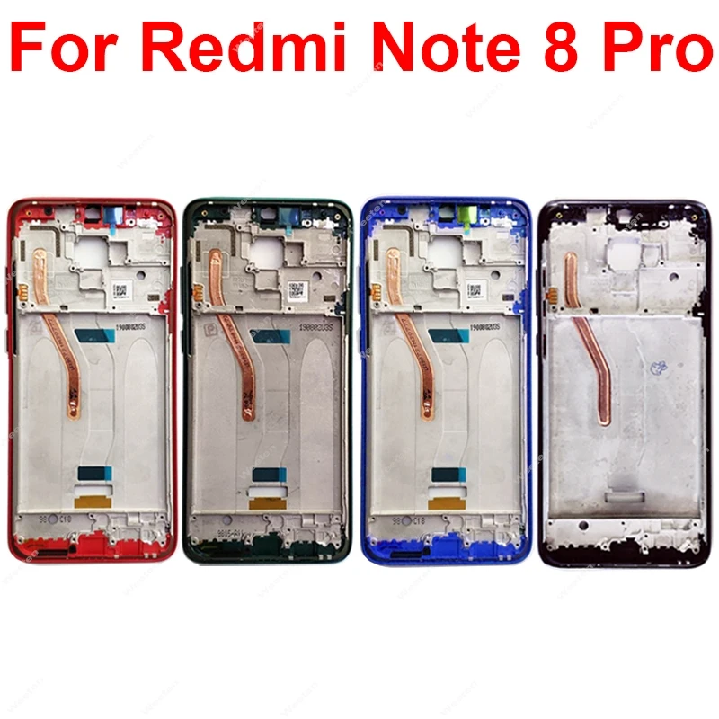 Middle Frame LCD Frame Housing For Xiaomi Redmi Note 8 Pro Front LCD Cover Middle Housing Frame With Sidekey Flex Cable Parts