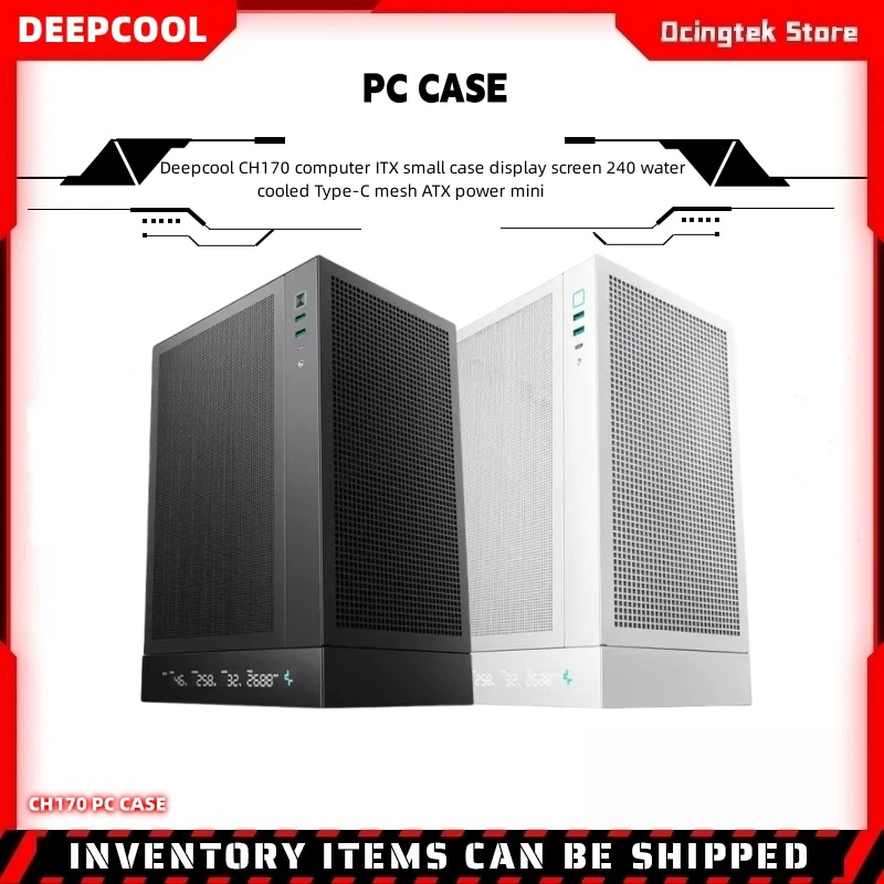 deepcool mini itx ecra de caixa pequena 240 refrigerado a agua tipo c malha potencia atx mini ch170 01