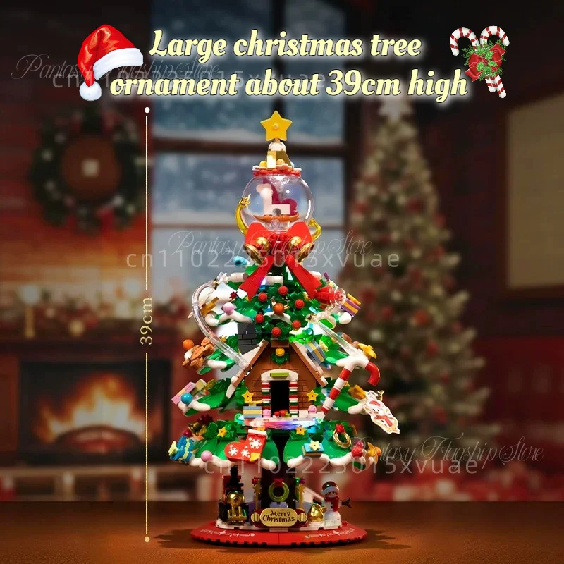 New Pantasy Christmas Tree Building Blocks Assembling Building Toy Models Lighting Ornaments Christmas Decorations Holiday Gifts