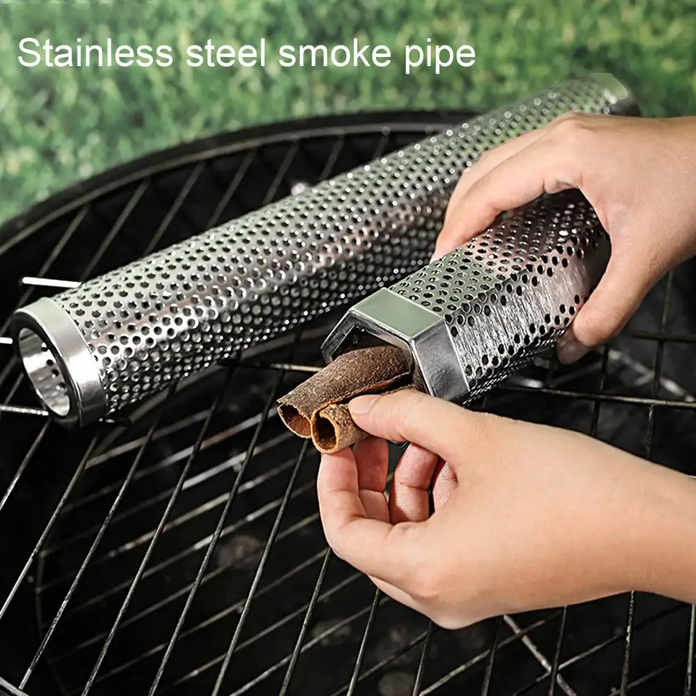 Smoke Tube Hexagon BBQ Mesh Pipe Outdoor Camping Wood Pellet Smoke Grill Tube Stainless Steel Barbecue Smoke Tube Mesh Pipe