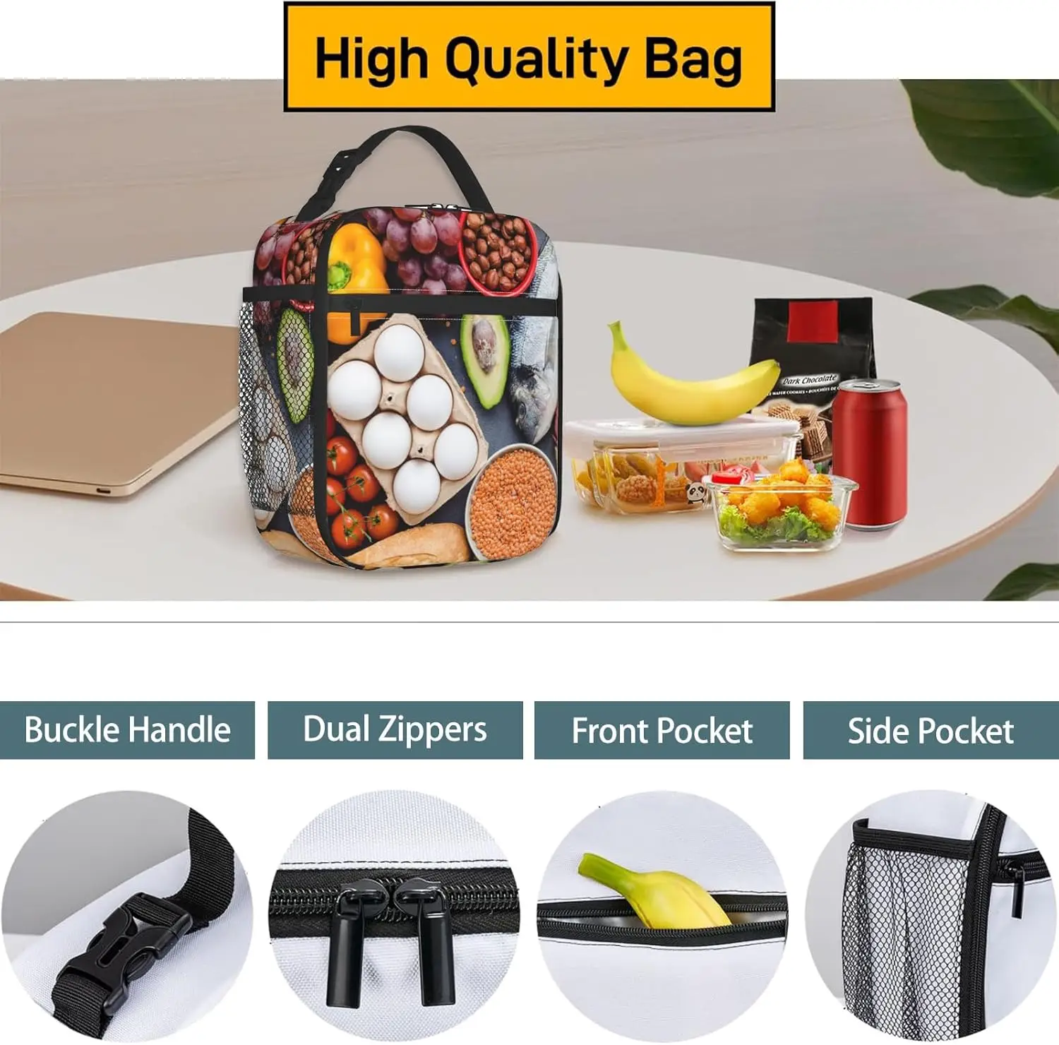 Fiambrera de poliéster con forma de águila para niños y adolescentes, bolsa de almuerzo térmica reutilizable para adultos y mujeres, bolsas térmicas con aislamiento fresco