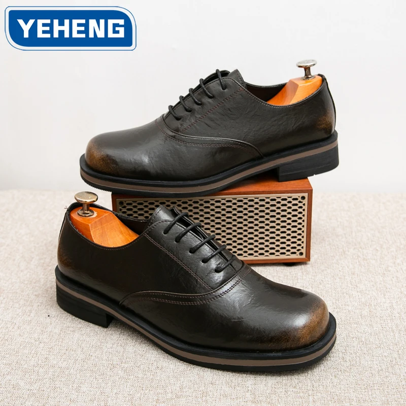 

Новая весенне-осенняя модная мужская обувь, кожаные повседневные туфли-оксфорды на шнуровке, деловые свадебные модельные туфли, мужские туфли