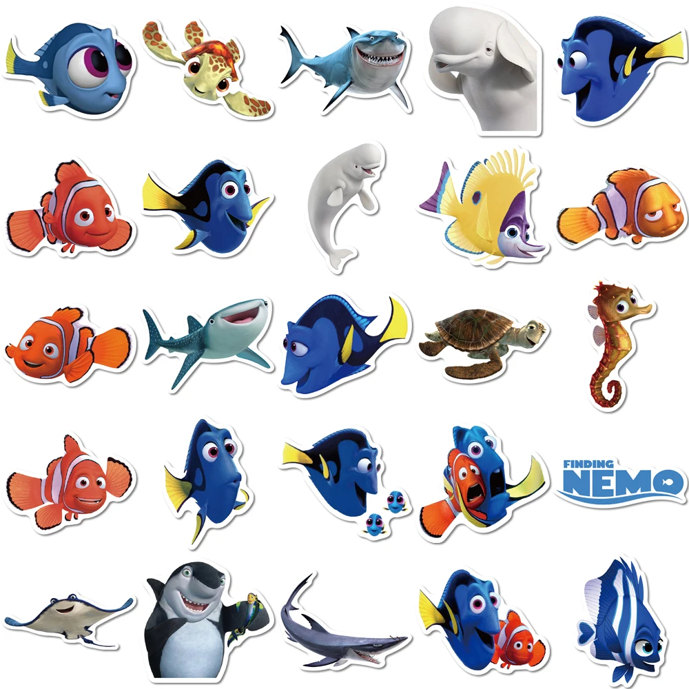 10/30/50pcs Disney Cartoon Finding Nemo Stickers Dory Marlin Toy Sticker Suitcase Phone Notebook Boat Bike Decals Fun for Kids