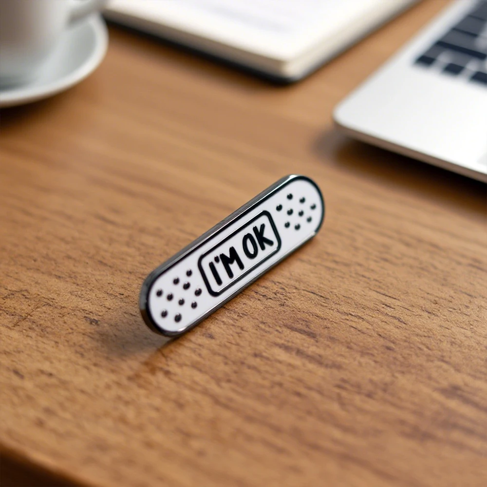 أنا موافق الضمادات المينا بروش لطيف الرعاية الذاتية التلبيب دبوس الفكاهة الصحة العقلية العافية تحت عنوان هدية شارة اكسسوارات جمع #6